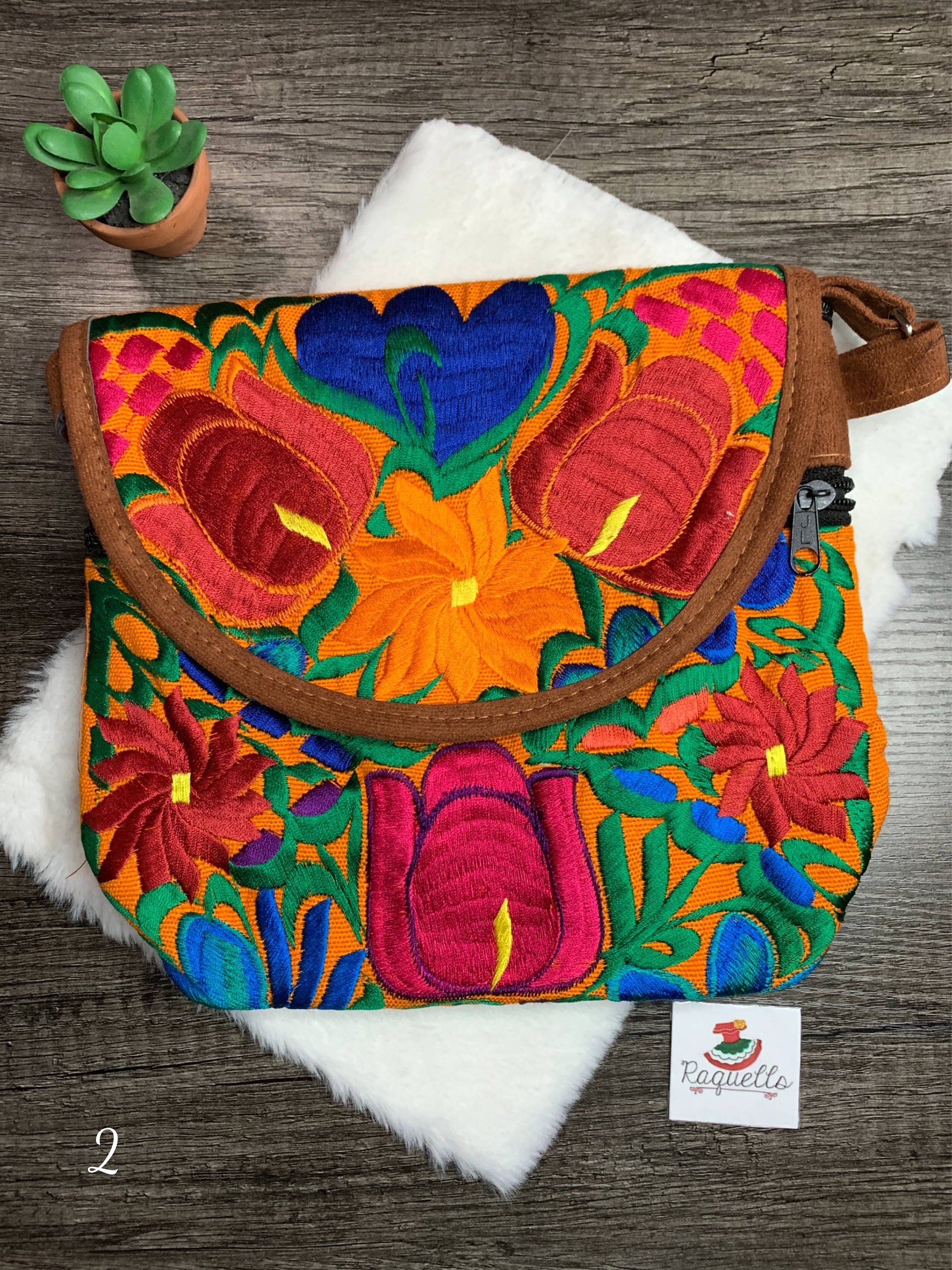 Artisanal Suede Handmade Messenger Bag - Mexican Embroidered Messenger Bag