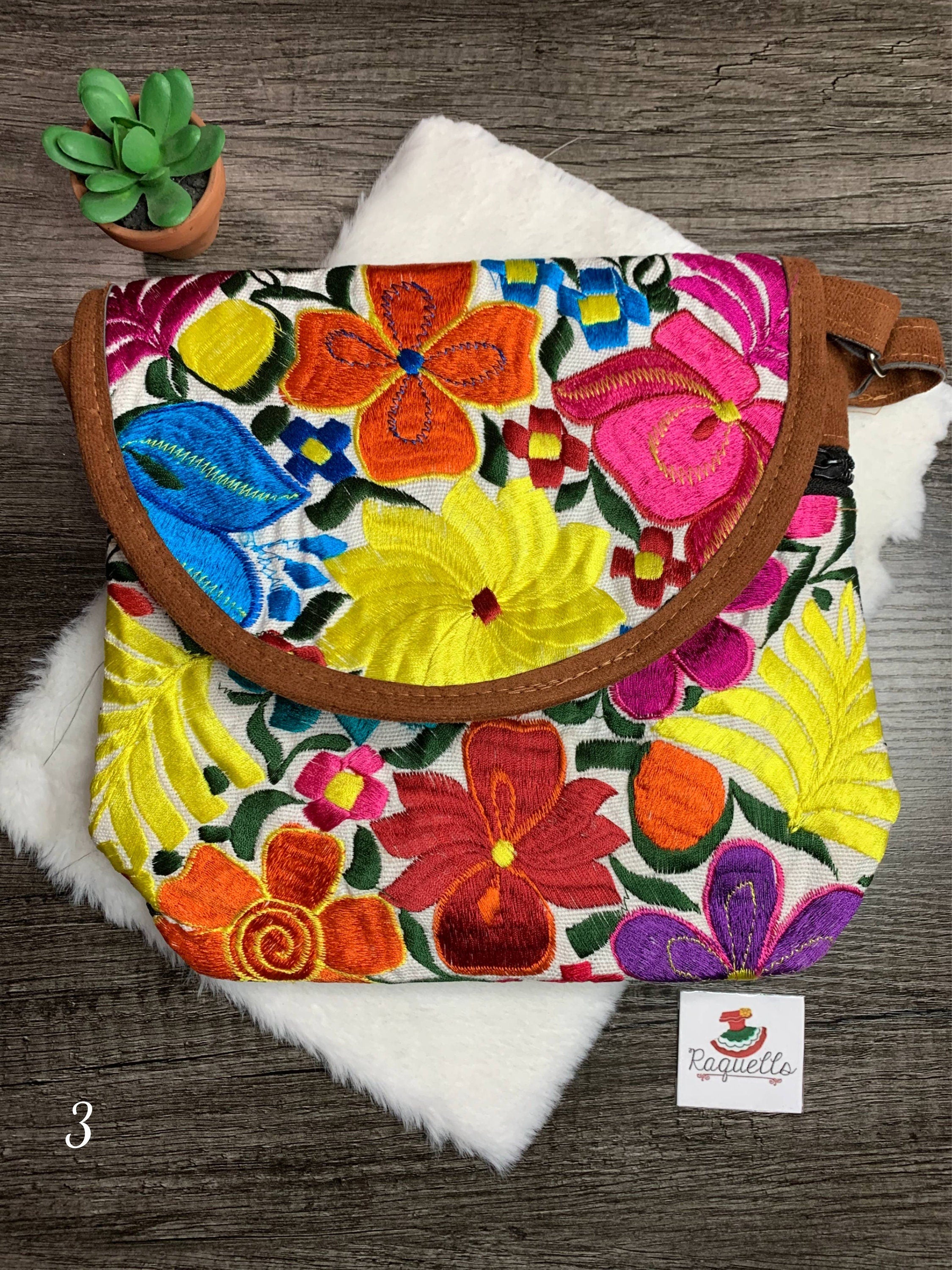 Artisanal Suede Handmade Messenger Bag - Mexican Embroidered Messenger Bag