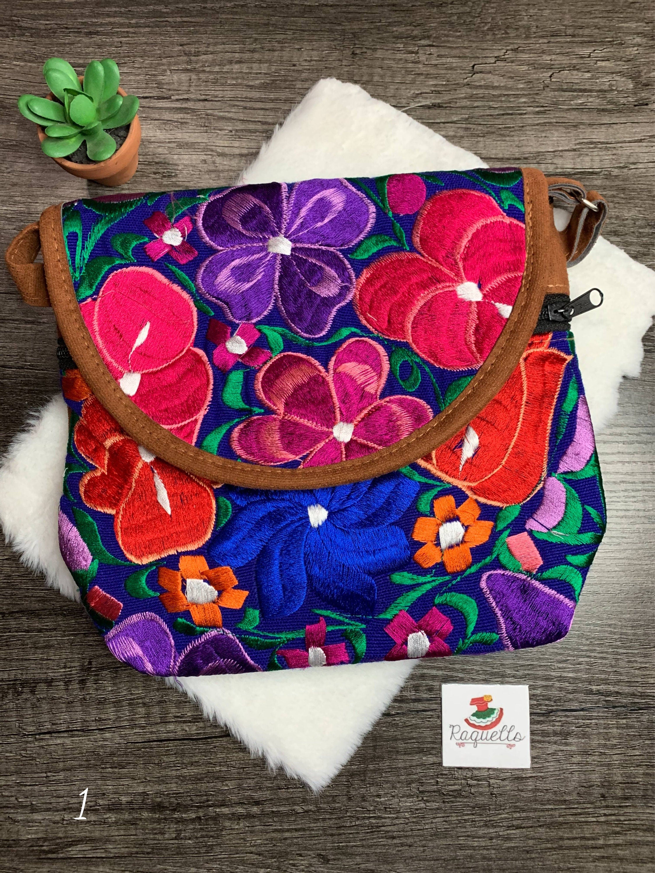 Artisanal Suede Handmade Messenger Bag - Mexican Embroidered Messenger Bag