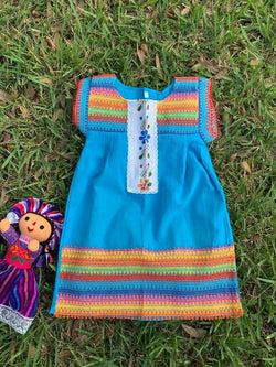 Image of Rainbow Artisanal Embroidered Girls Dress- Embroidered Dress