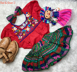 Image of 3-6 Months Baby Sarape Bloomers, 3 piece Outfit w/Hairbow, blouse is included