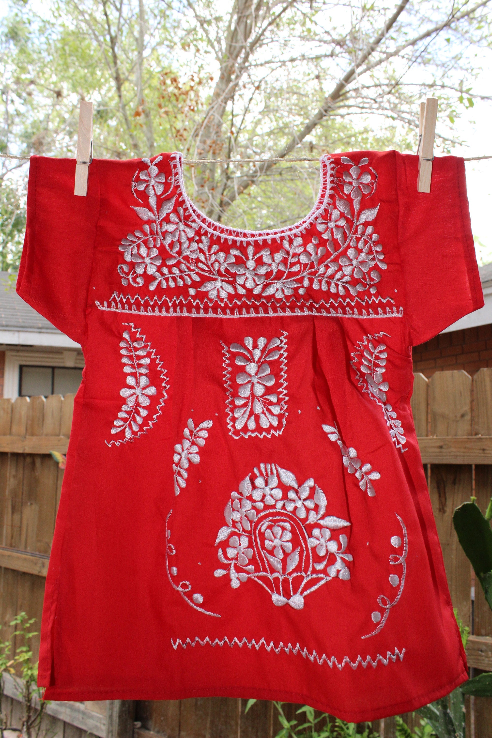 Beautiful “Chanelito” dress & Authentically Hand Embroidered by experienced Artisans from Puebla Mexico, Sizes: 0 months old - 12 years old