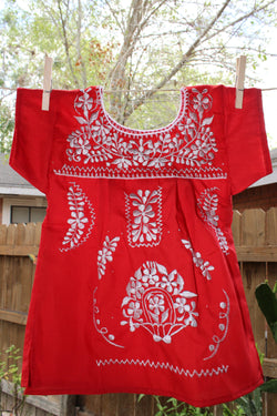 Image of Beautiful “Chanelito” dress & Authentically Hand Embroidered by experienced Artisans from Puebla Mexico, Sizes: 0 months old - 12 years old