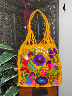 Image of Artisanal Handwoven Mexican Floral Tote Bag, Eco-friendly, Groceries Bag, Boho look & Books Bag