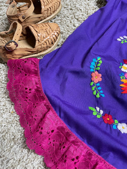 Image of Handmade Embroidered Artisanal Blouse - Mexican Floral Girls Blouse - Size 6