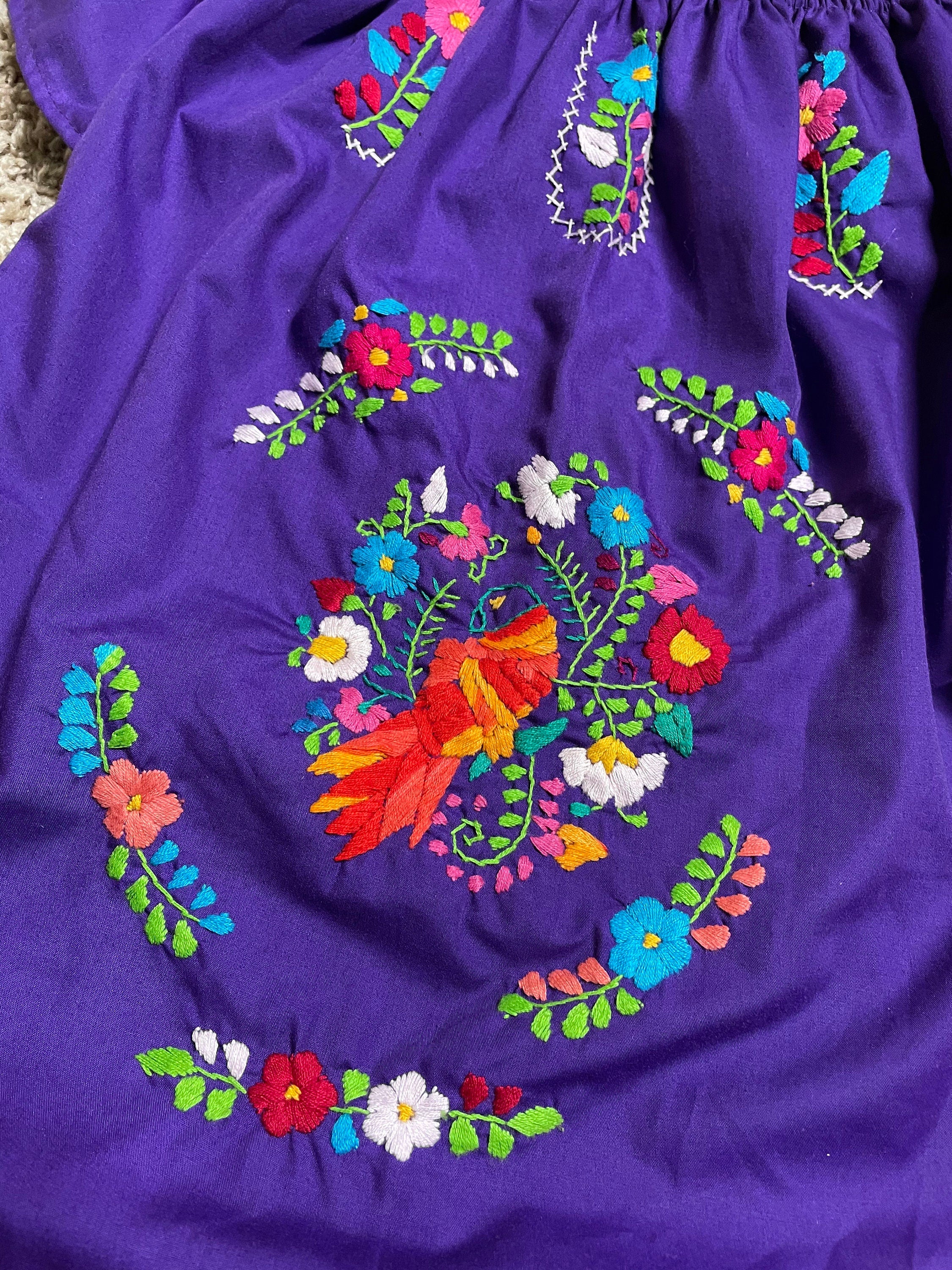 Handmade Embroidered Artisanal Blouse - Mexican Floral Girls Blouse - Size 6