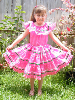 Image of Vibrant Kids Mexican Dress - Size 9-10 Years - Perfect for Festive Occasions