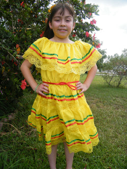 Image of Vibrant Kids Mexican Dress - Size 9-10 Years - Perfect for Festive Occasions