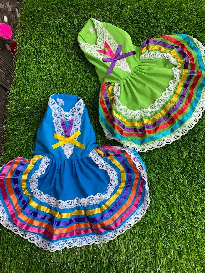 Colorful Handmade Jalisco Ribbon Dress for Small Pets - Perfect Pet Fashion Statement