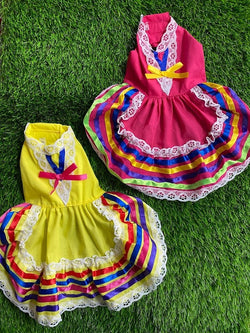 Image of Colorful Handmade Jalisco Ribbon Dress for Small Pets - Perfect Pet Fashion Statement