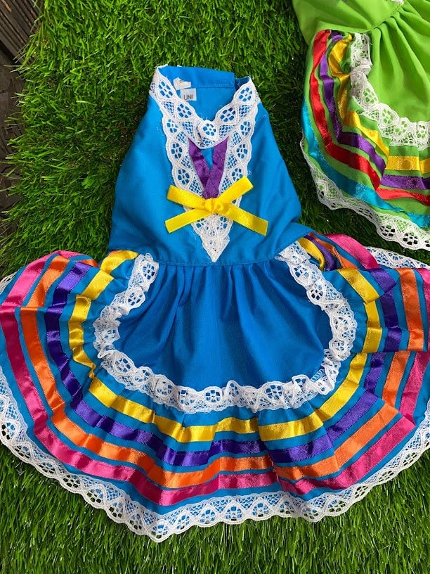 Colorful Handmade Jalisco Ribbon Dress for Small Pets - Perfect Pet Fashion Statement