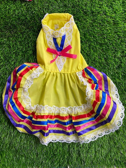 Image of Colorful Handmade Jalisco Ribbon Dress for Small Pets - Perfect Pet Fashion Statement