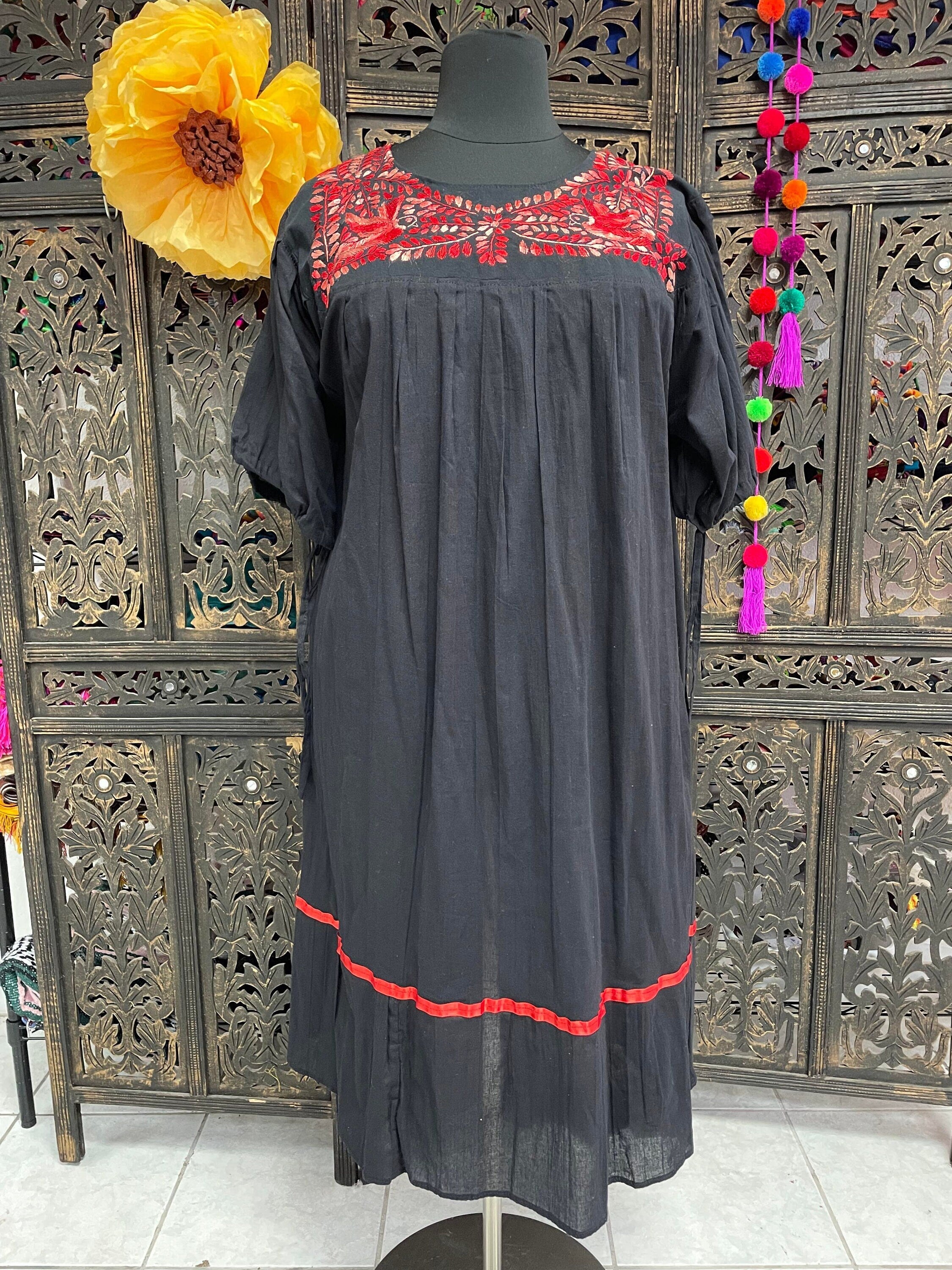 Beautiful Handmade Mexican Embroidered Dress - Loose Fit Dress - Large/Xlarge