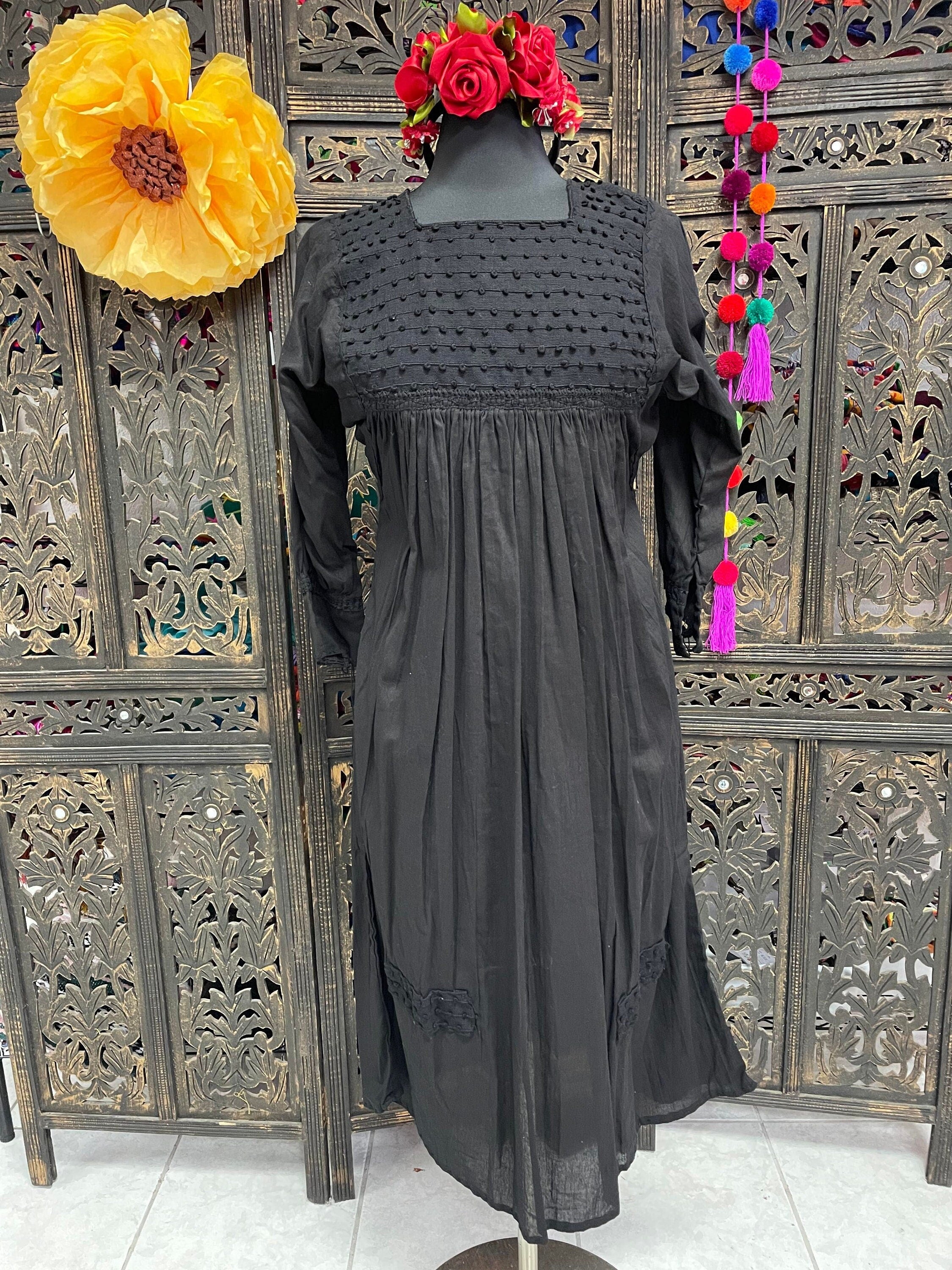 Beautiful Handmade Mexican Embroidered Halloween Dress - Loose Fit Dress - Small/Medium