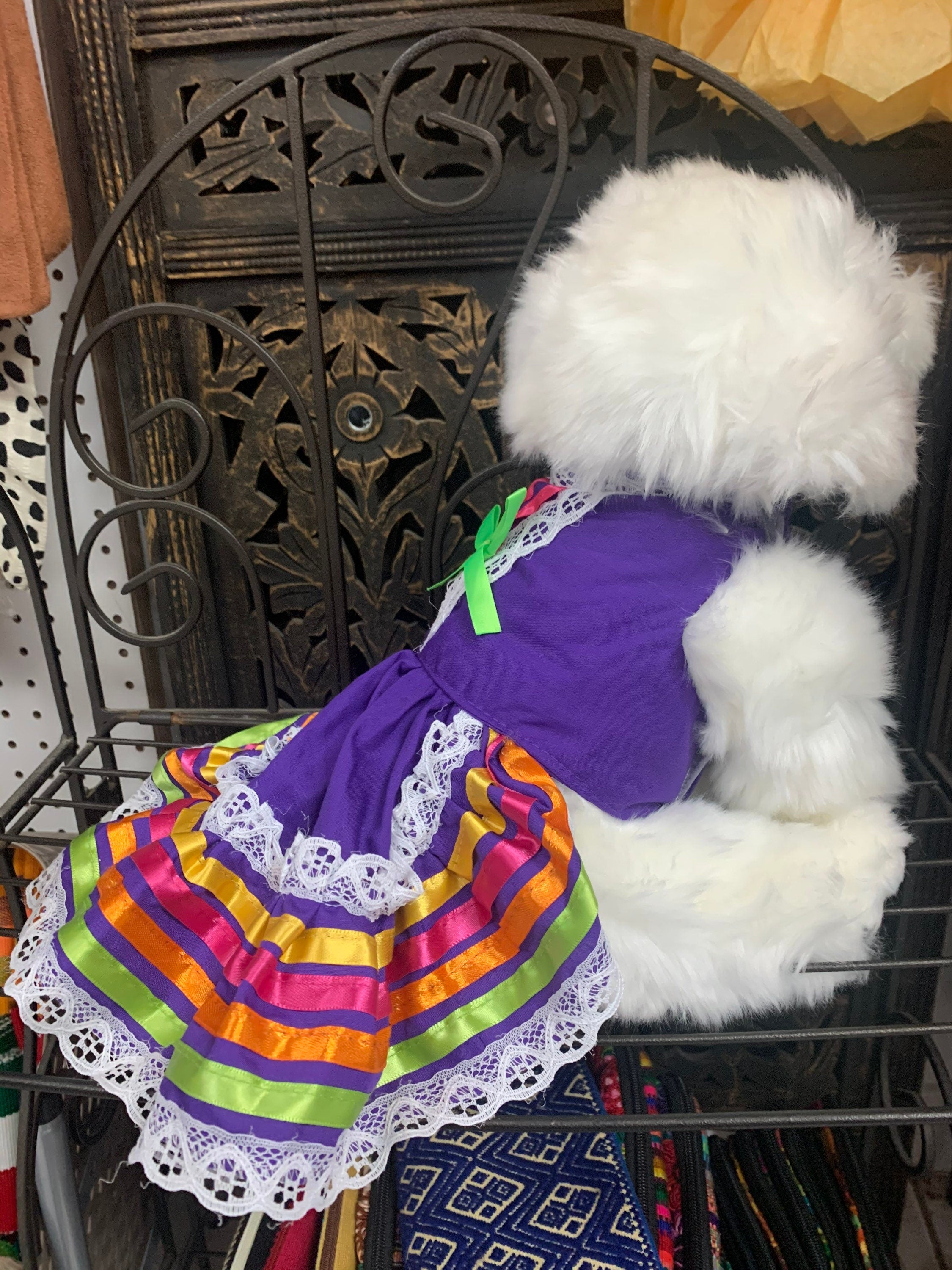 Colorful Handmade Jalisco Ribbon Dress for Small Pets - Perfect Pet Fashion Statement