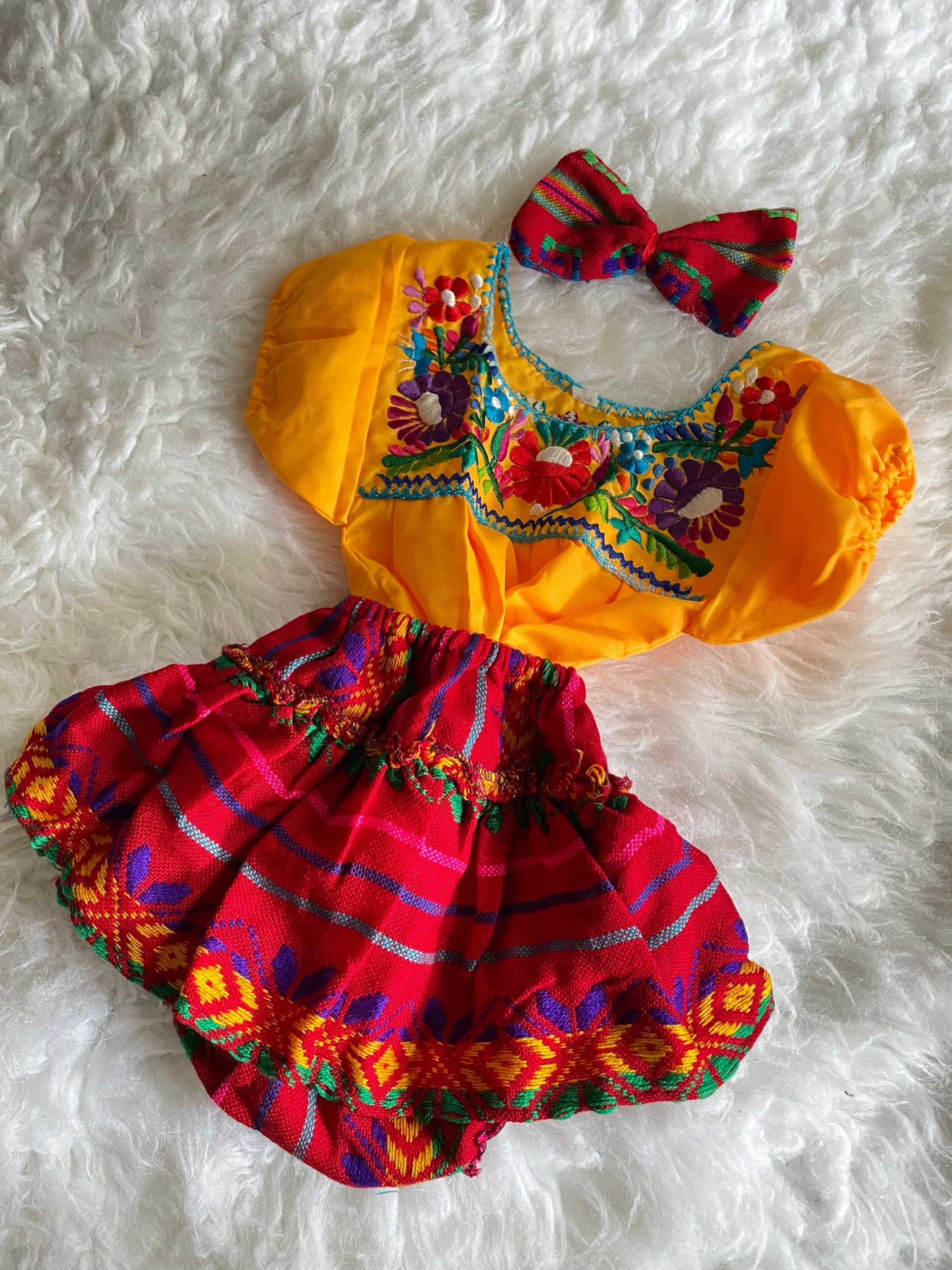 3-6 Months Baby Sarape Bloomers, 3 piece Outfit w/Hairbow, blouse is included