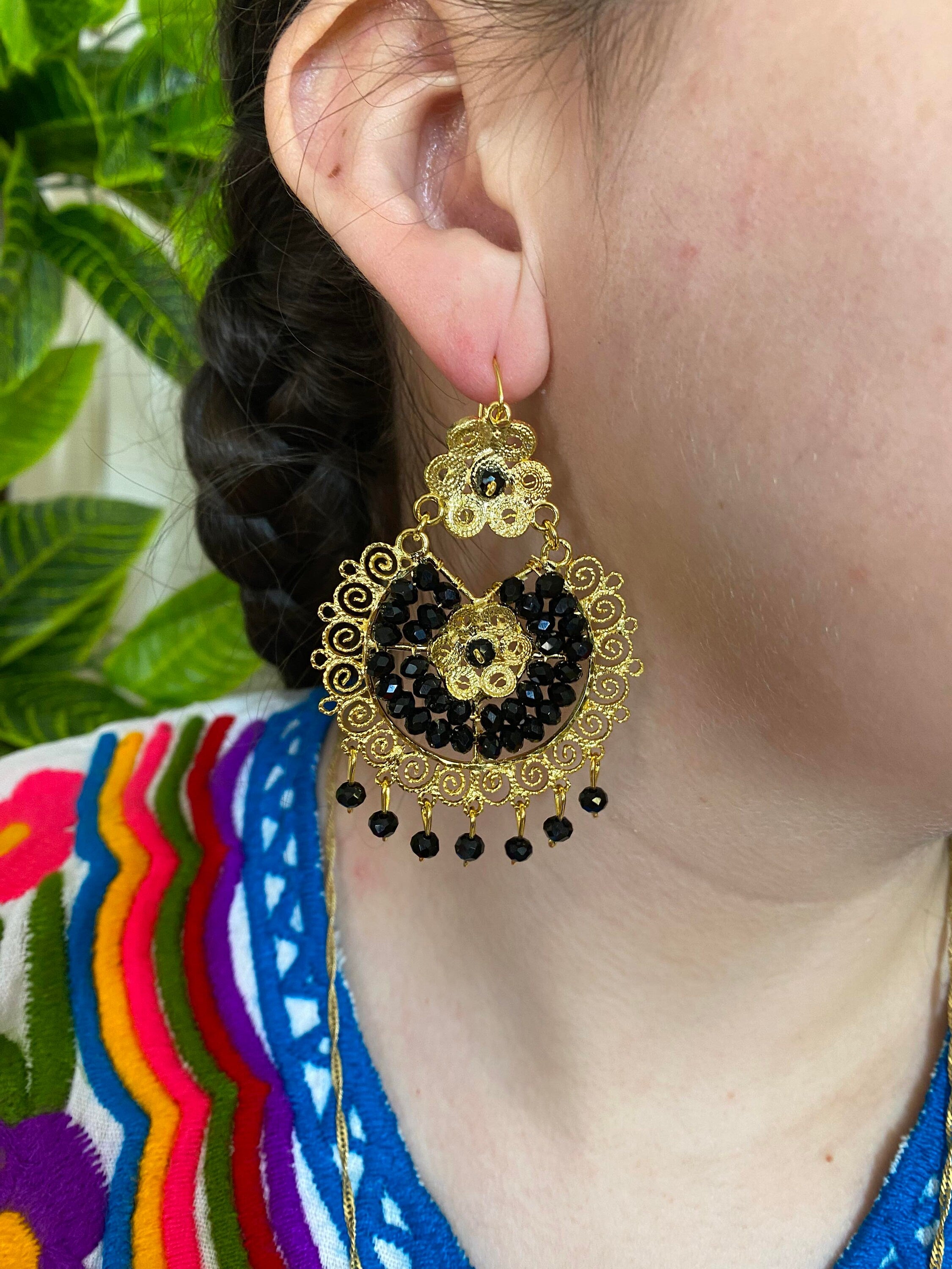 Elegant Oaxacan Filigree Earrings - Handcrafted Gold Jewelry for Festive Vibes