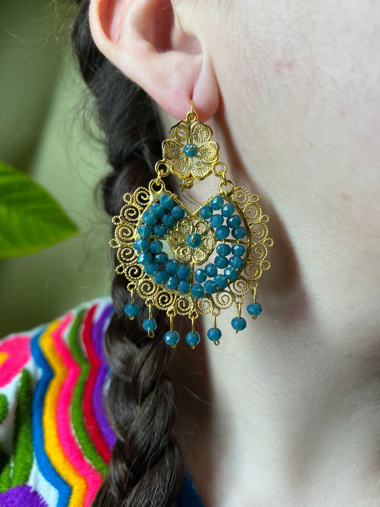 Elegant Oaxacan Filigree Earrings - Handcrafted Gold Jewelry for Festive Vibes