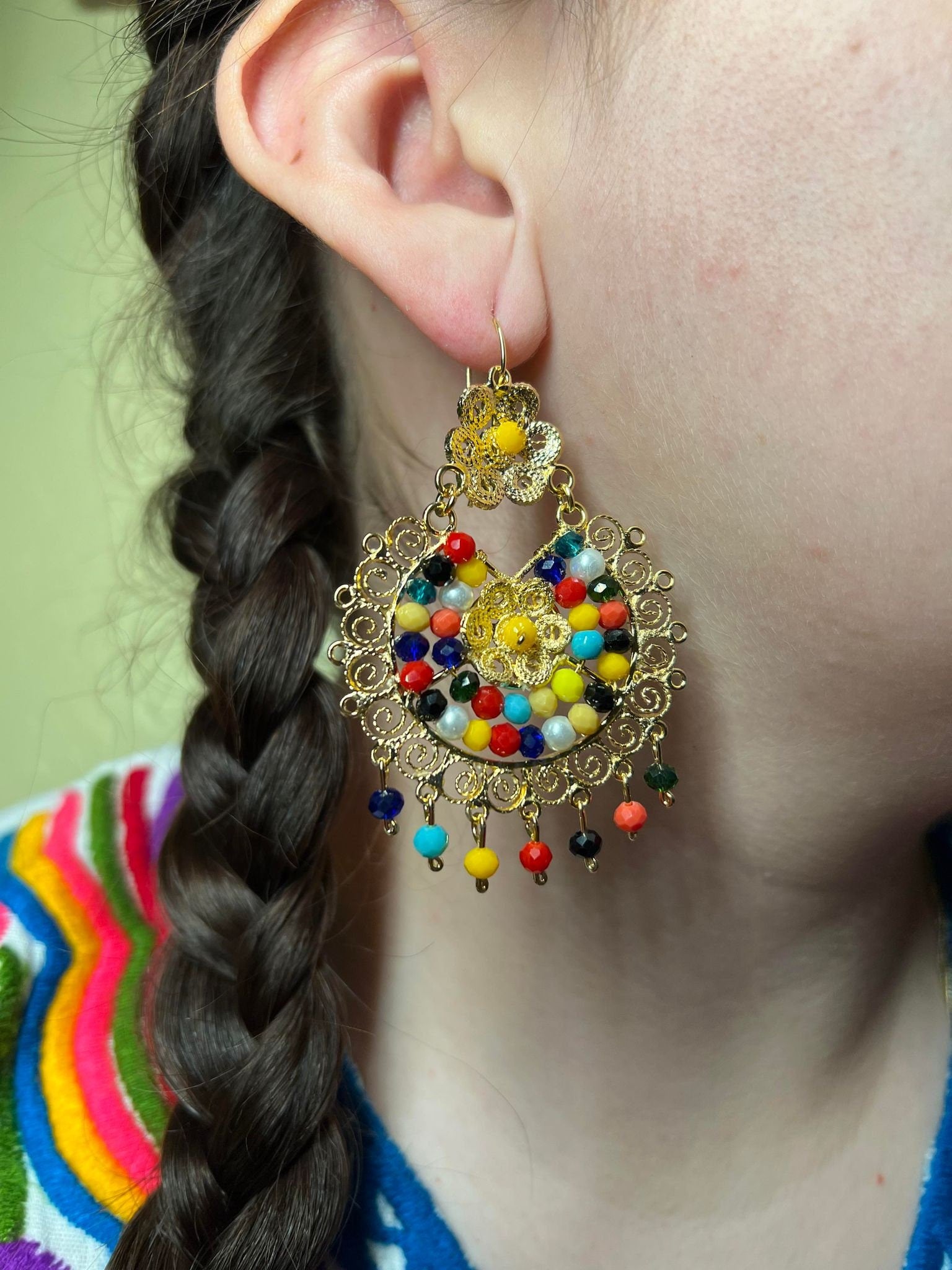 Elegant Oaxacan Filigree Earrings - Handcrafted Gold Jewelry for Festive Vibes