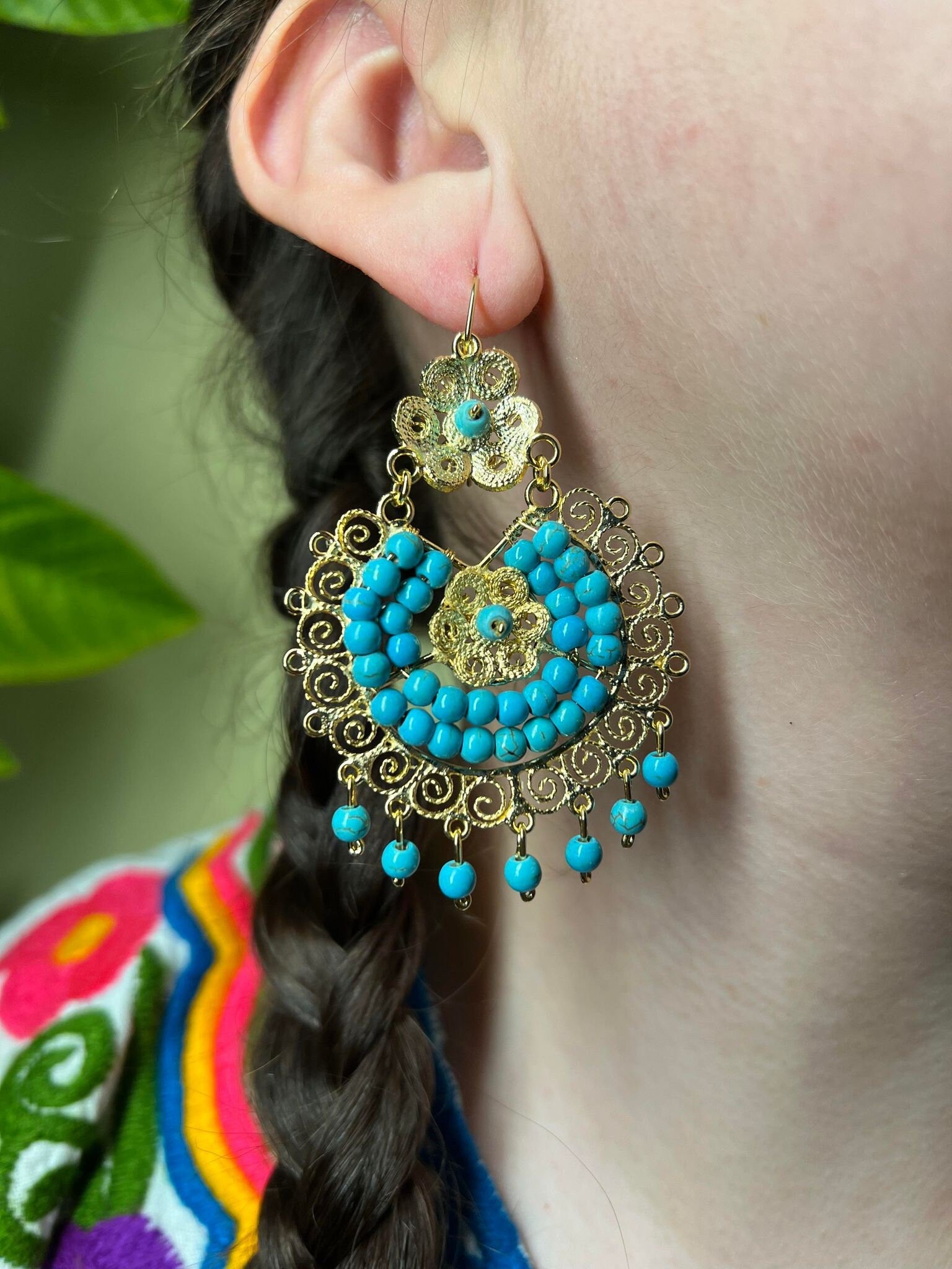Elegant Oaxacan Filigree Earrings - Handcrafted Gold Jewelry for Festive Vibes