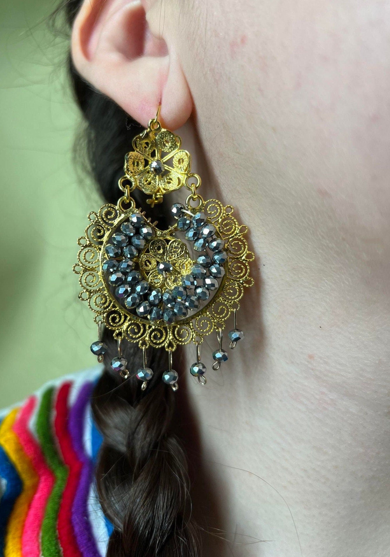 Elegant Oaxacan Filigree Earrings - Handcrafted Gold Jewelry for Festive Vibes