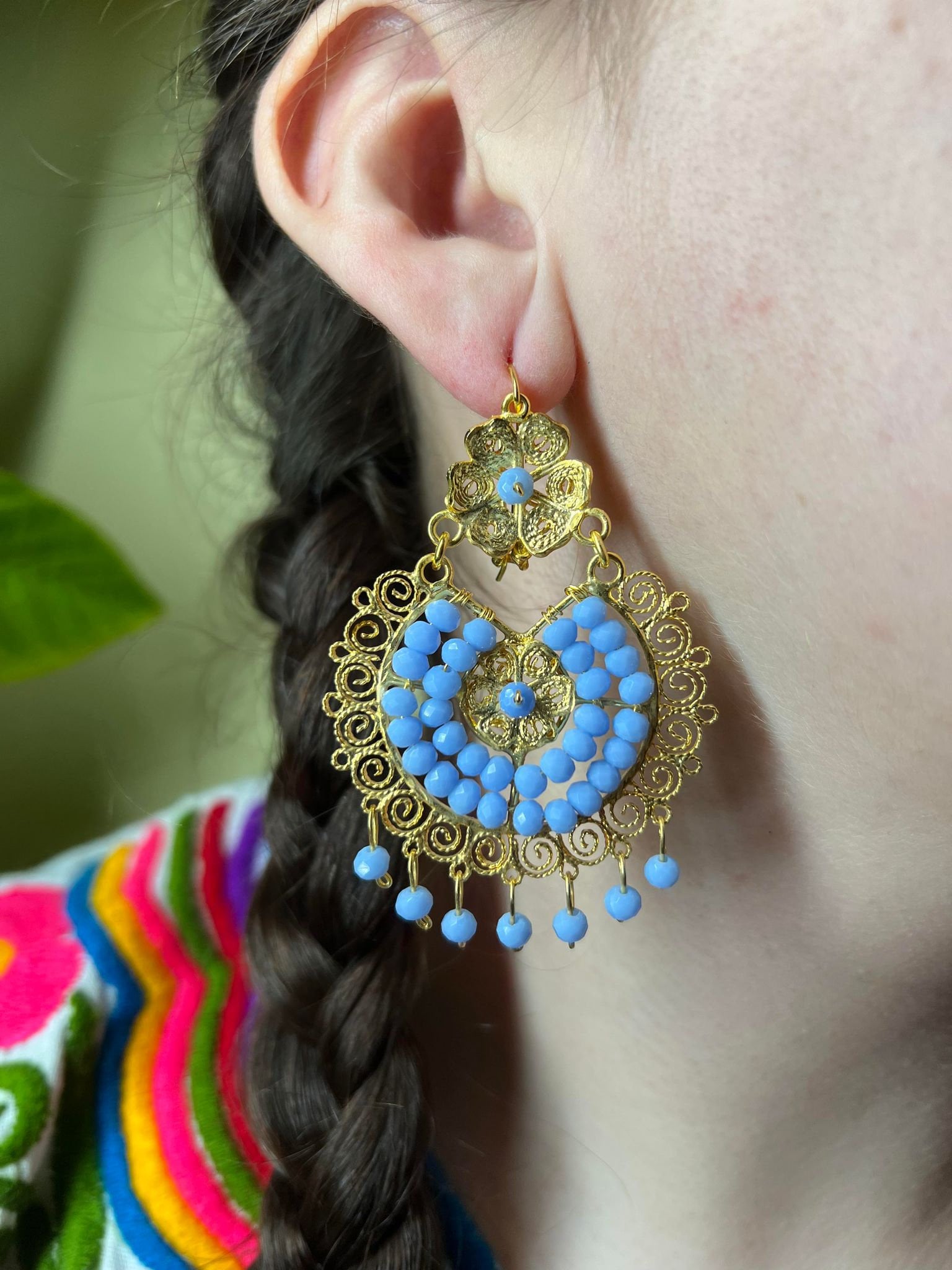Elegant Oaxacan Filigree Earrings - Handcrafted Gold Jewelry for Festive Vibes