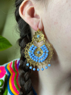 Image of Elegant Oaxacan Filigree Earrings - Handcrafted Gold Jewelry for Festive Vibes