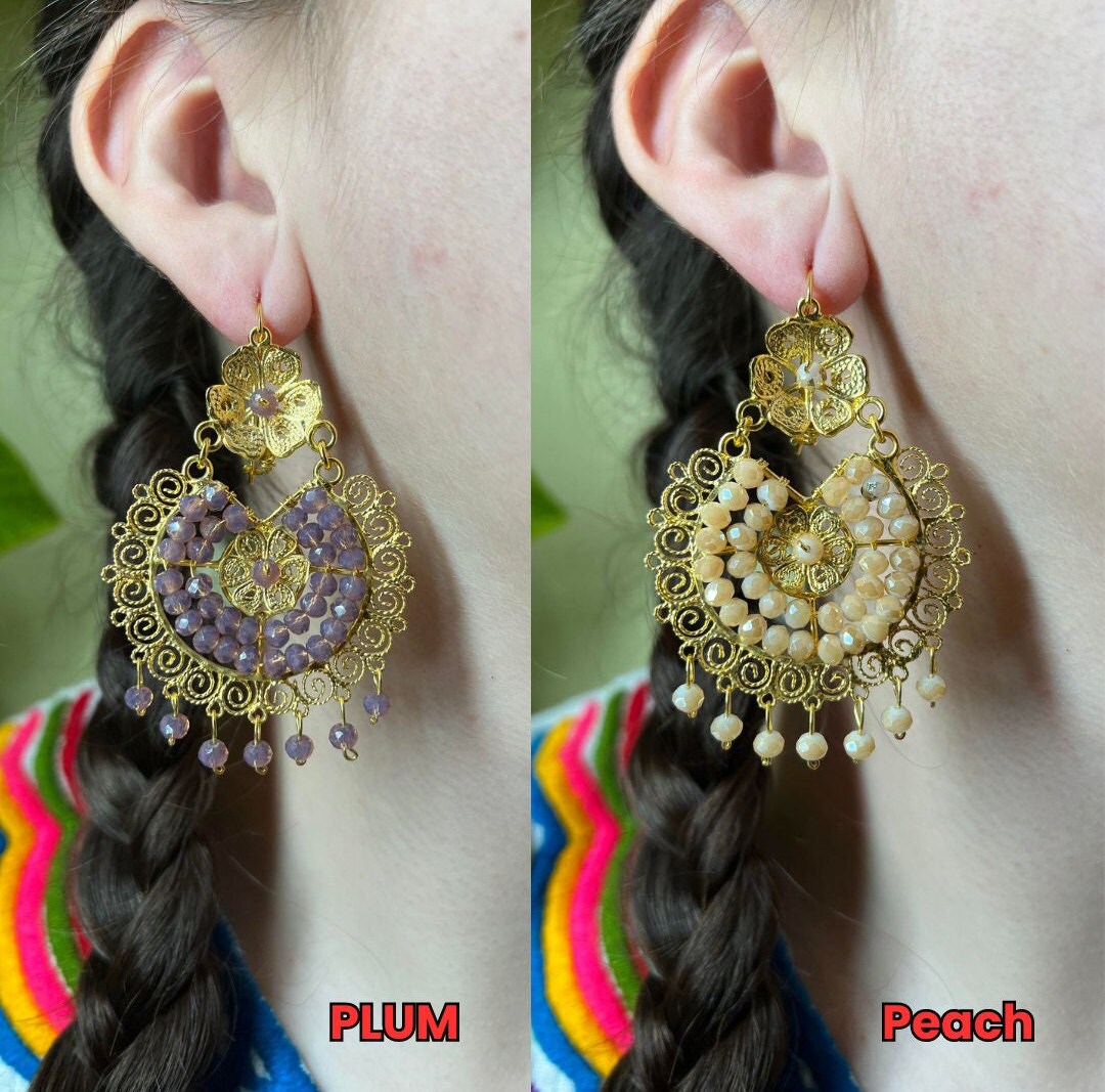 Elegant Oaxacan Filigree Earrings - Handcrafted Gold Jewelry for Festive Vibes