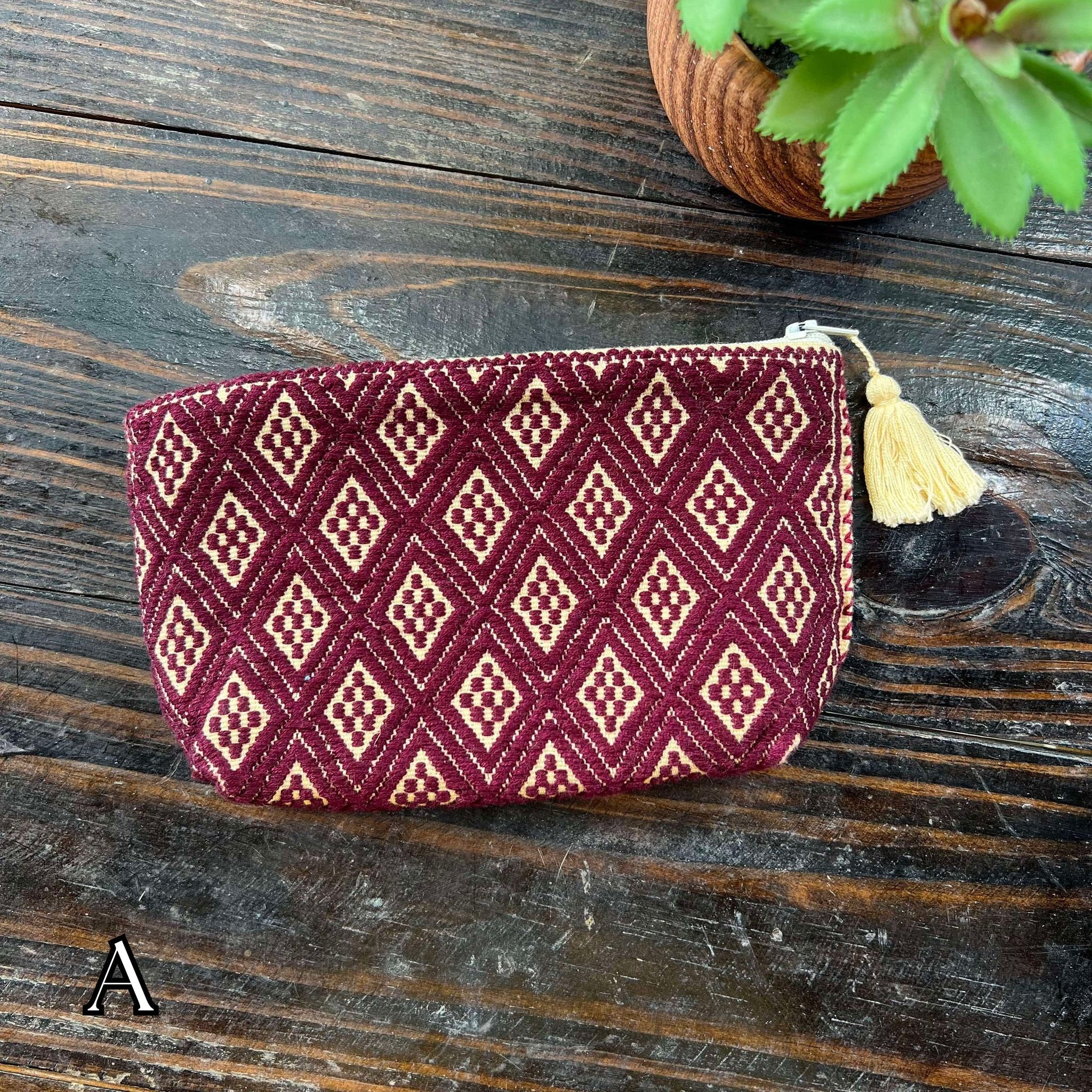 Aztec Inspired Design Artisanal Embroidered Bag - Storage, Clutch, or Organization Bag