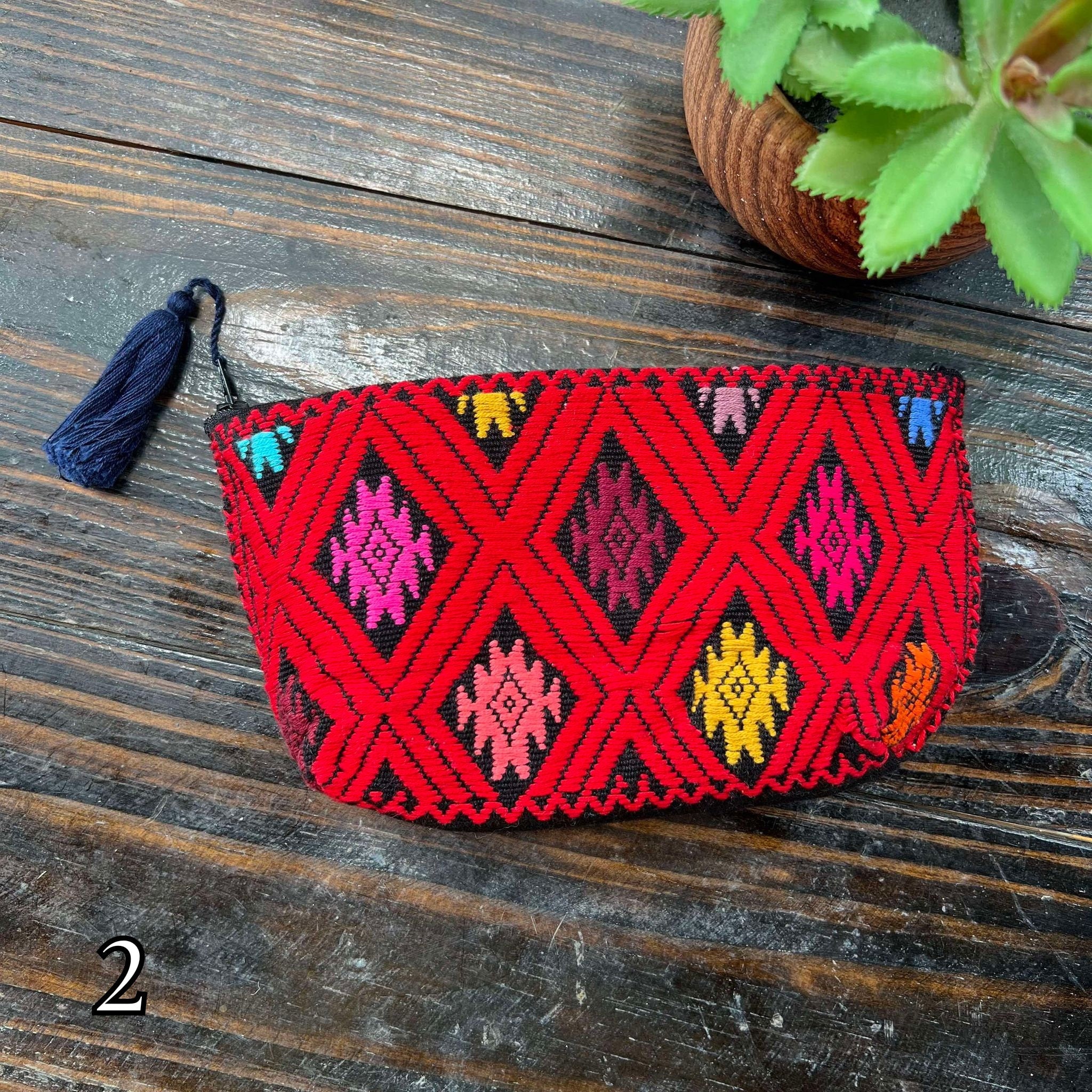 Aztec Inspired Design Artisanal Embroidered Bag - Storage, Clutch, or Organization Bag